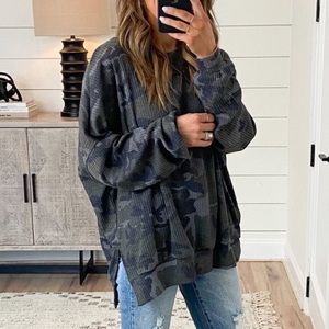 Talulah Camo waffle top